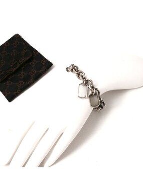 Gucci Bracelet Logo Plate 925 Sterling Silver Chain